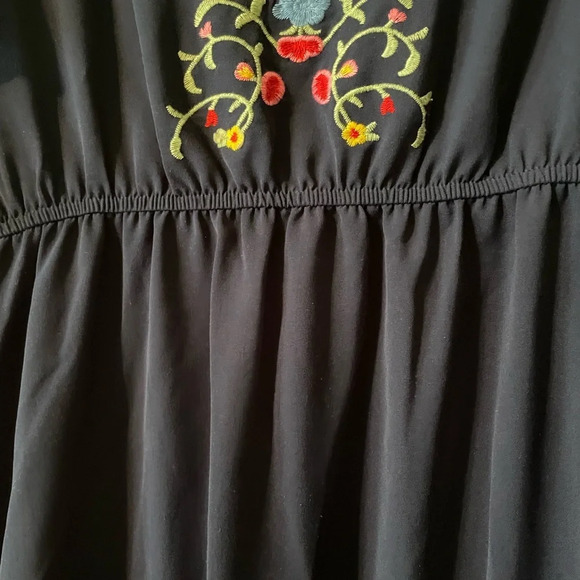 SHEIN Curve Blue Midi Dress Floral Embroidered Design Butterfly Sleeves Size 3X - Picture 5 of 8